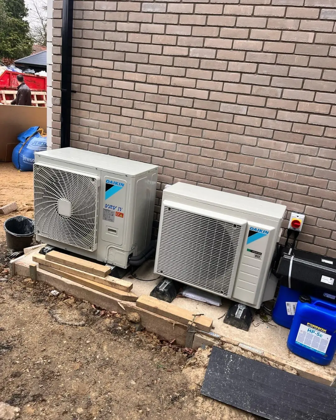 Two Daikin outdoor units installed at a new-build home